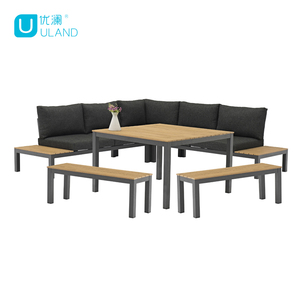 Uland – ensemble de canapés de jardin, Patio, meubles d'extérieur, cadre en aluminium, meubles en bois avec Table, canapé de salle à manger - Product Image 2