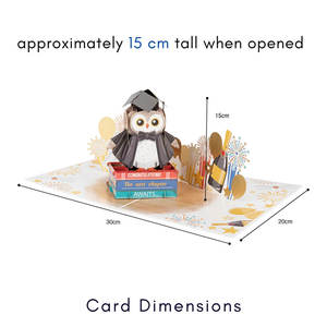 Biglietti d'auguri 3D a scomparsa a tema Gufo di Laurea, con design di toga e cappello e libri con pergamene, <span class=keywords><strong>per</strong></span> la laurea universitaria, regalo di stile e con un tocco di charme - Product Image 4