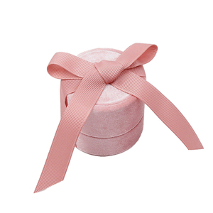 Tongxing Small <strong>Round</strong> Pink Velvet <strong>Jewelry</strong> <strong>Box</strong> for Wedding Ring Pendant Luxury <strong>Round</strong> Jewellery Packaging with Ribbon - Product Image 5
