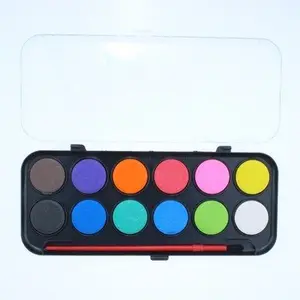 干燥固体12 18 24 36 48色集水彩画颜料固体水彩颜料设置水刷笔