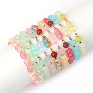 Sorelle Versatile bracciale regali delicato braccialetto di perline elegante giada vetro rotto rosa cristallo Pixiu bracciale regali per le donne