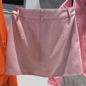2025 Autumn <strong>Pink</strong> Suede Mini <strong>Skirt</strong> Real <strong>Leather</strong> <strong>Skirt</strong> Sheepskin <strong>Skirt</strong> - Product Image 2