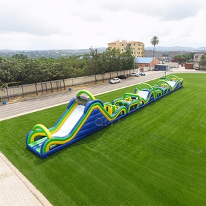 Parcours d'obstacles gonflable géant commercial avec mur d'escalade pour enfants et adultes, idéal pour événements et fêtes en extérieur, location de structure gonflable longue pour course. - Product Image 5