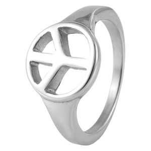 yunnique Peace Symbol <b>Ring</b> <b>Titanium</b> Steel Hollow Geometric Design Women's Fashion Jewelry Gift Silver Color 210130 - Product Image 5