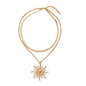 In Stock Exaggerate Sun Goddess Pendant Necklace <strong>Stainless</strong> <strong>Steel</strong> Sunflower Layered Chain Hip Hop Bar <strong>Jewelry</strong> Daily Wear - Product Image 6