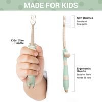 Spazzolino per Bambini Design Giraffa Cartone Animato, Manico in Paglia di Grano Ecologico, Setole Morbide, Testa Arrotondata a Clessidra
