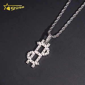 El <span class=keywords><strong>precio</strong></span> más barato Iced Out Dollars Logo colgantes 925 joyería de plata esterlina Vvs Moissanite diamante colgante <span class=keywords><strong>rodio</strong></span> plateado colgante - Product Image 6