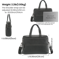 DUJIANG Classique – Porte-documents d'affaires pour homme en cuir de vachette pleine fleur, fermeture éclair, cuir véritable, durable, grande capacité, souple