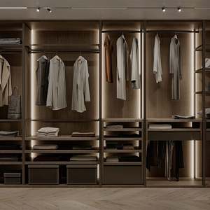 Dressing sur mesure en bois mélaminé avec un design moderne, des caractéristiques écologiques, un grand espace de rangement, dressing de chambre à coucher - Product Image 1