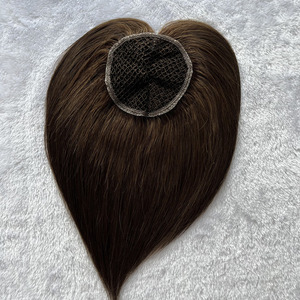 Topper en <span class=keywords><strong>cheveux</strong></span> vierges européens couleur marron, <span class=keywords><strong>avec</strong></span> nœuds invisibles, intégration respirante, entièrement noué à la main, base en filet 4x4, pour femmes souffrant de perte de <span class=keywords><strong>cheveux</strong></span> - Product Image 5