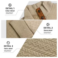 Pull jacquard tricoté décontracté pour homme, coupe ajustée, col montant, manches longues, taille européenne, collection Printemps/Automne 2025