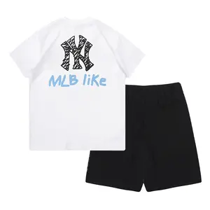 Hot Sale Zomer 100% Katoen Kinderkleding Sets Jongens Kleding Korte Sets 2 Stuk Brief Gedrukt T-shirt Kids Kleding
