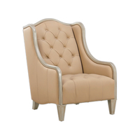 Fauteuil de salon vintage en bois massif et cuir véritable, style rétro, pour salon, extérieur, chambre/décor de bureau