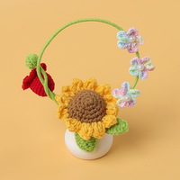 Offre Spéciale Coloré Crochet Tournesol Lily Valley Bouffée Flux Panier Plante En Gros Artificielle Tricoté Fleur Graduation Halloween