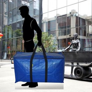 Bolsas de Almacenamiento Resistentes, Paquete de 6, Bolsas de Mudanza Extra Grandes con Cremalleras y Asas de Transporte, Bolsa Tejida de Polipropileno, Plegable, Azul, BSCI Moderno - Product Image 3