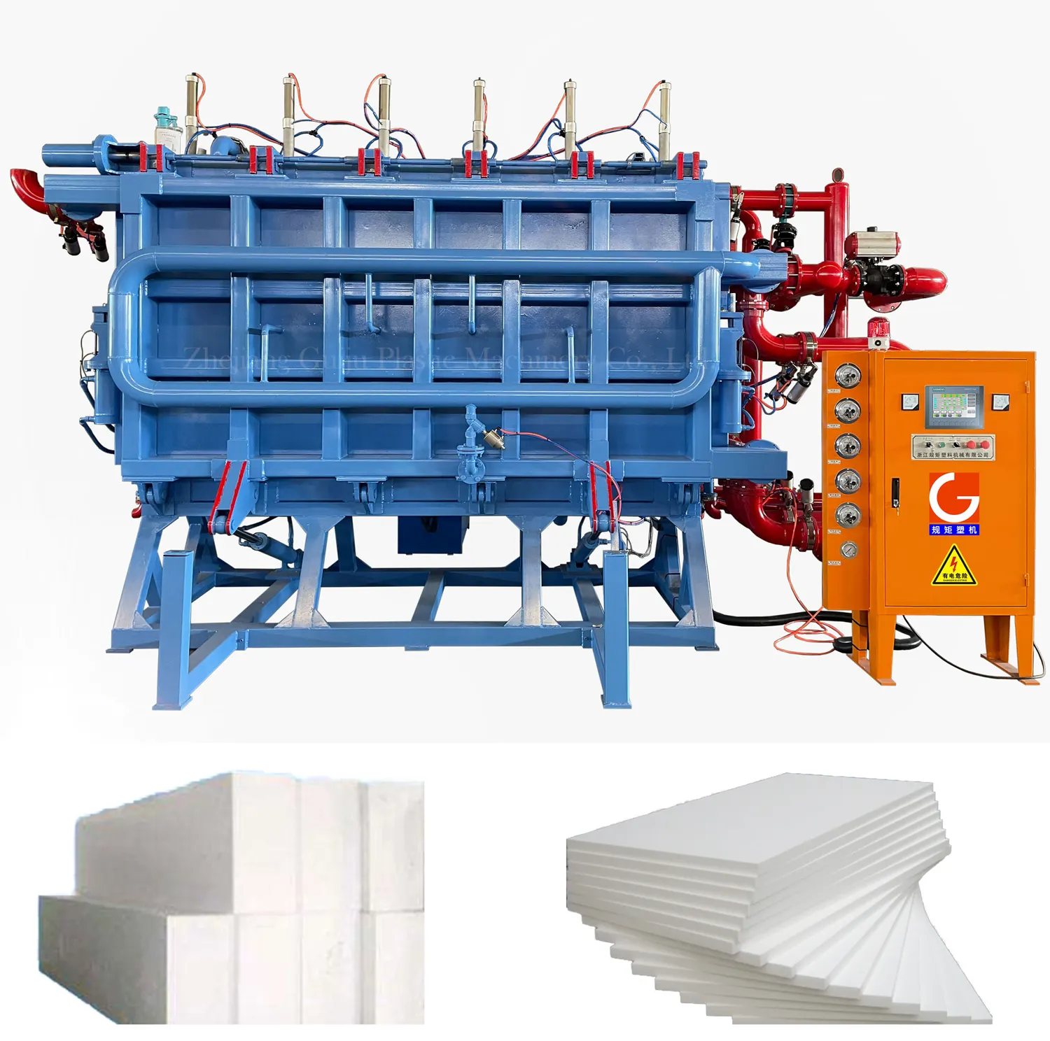Máquina EPS de fabricante profesional, fabricante de bloques de espuma de poliestireno de refrigeración por aire con CE para plantas de fabricación