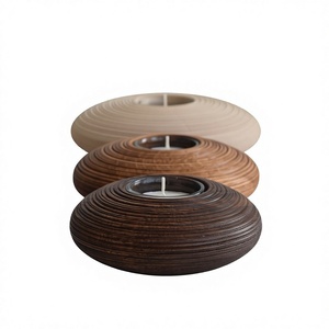 Porte-bougies en bois poli, finition naturelle, écologique, porte-bougies à la cire de bougie, fait main, centre de table décoratif - Product Image 2