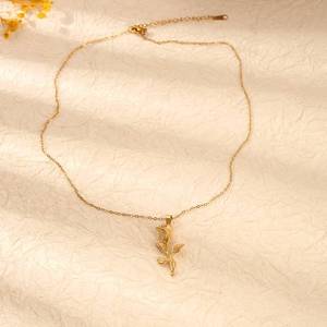 Collier pendentif en acier inoxydable rose, chaîne simple pour clavicule, collier pendentif tendance pour femmes - Product Image 6