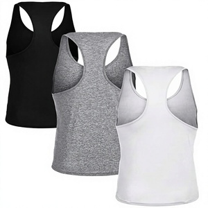 <b>Men's</b> Quick Dry Tank Top Solid Color Sleeveless Gym <b>Vest</b> O-Neck Knitted Polyester Casual Workout Wear Black Gray <b>White</b> - Product Image 1
