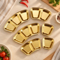 Plat à sauce en acier inoxydable de qualité alimentaire pour buffet de fête, plaqué or, empilable, pour collations et apéritifs