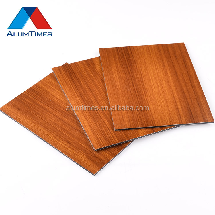 Haute Résistance En Aluminium de revêtement de mur extérieur en bois finition feuille acp
