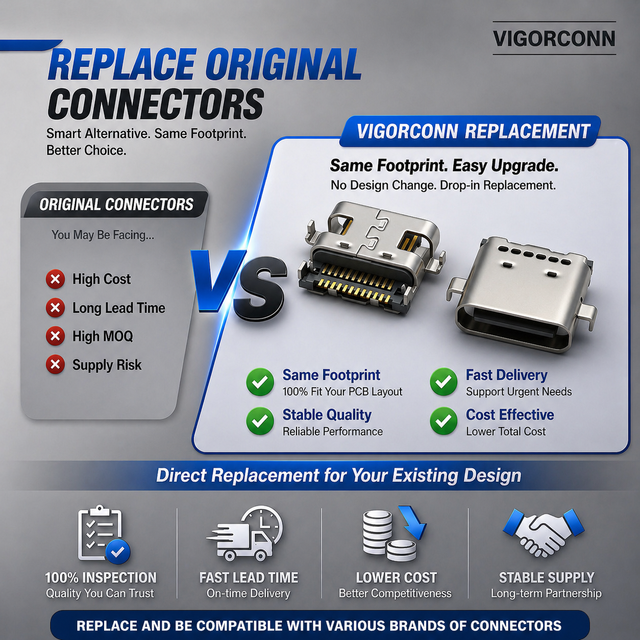 Reliable 24Pin SMT USB Type C Receptacle Connector for Embedded I/O Modules and Control Board Interfaces