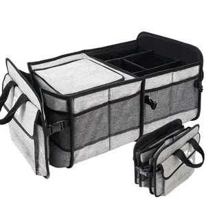 Caja plegable de diseño elegante para asiento de coche, organizador de gran capacidad con enfriador para asiento trasero de coche