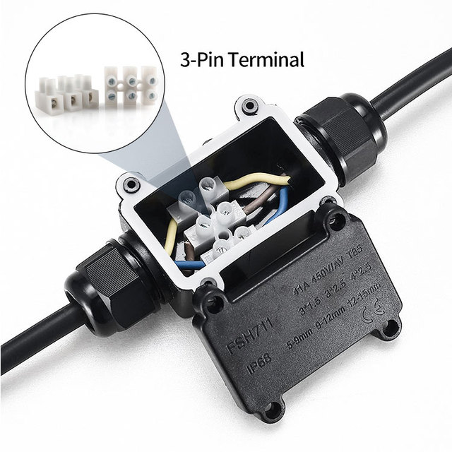 Outdoor Underground EnclosureJunction Box Electrical IP68 Waterproof Black Junction Box