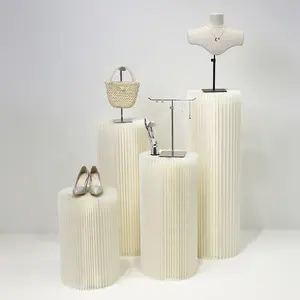 Bridal Shop Wedding Foldable Cake Acrylic Cylinder Display Stands Event Decor Direct Round Pedestal Cylinder Stands For Party