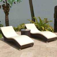 Chaise inclinable tissée en rotin moderne pour l'extérieur Ensemble durable et élégant pour piscine, plage, parc, villa, loisirs, utilisation en plein air