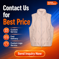 Gilet coupe-vent léger bicolore personnalisé OEM, épais et chaud, avec col roulé matelassé ondulé, en microfibre.