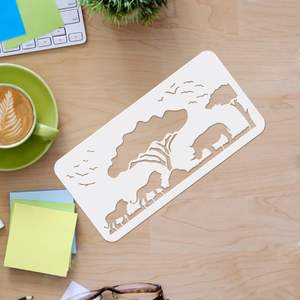 6 pièces réutilisables 5.9x11.8 pouces en plastique <span class=keywords><strong>animaux</strong></span> dessin pochoirs Lion girafe éléphant rhinocéros pour plancher de bois carrelage mural <span class=keywords><strong>peinture</strong></span> pour - Product Image 2