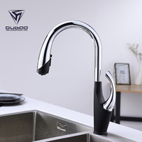 Robinet mitigeur pour évier de cuisine à retrait, poignée unique, noir, Chrome, avec tuyau Flexible