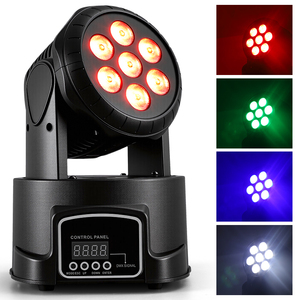 Luci a Testa Mobile <span class=keywords><strong>LED</strong></span> per Palcoscenico, Luci per DJ Professionali 7X8W 5000LM RGBW, Faretto a 12 Colori con Controllo DMX512 per Discoteca e Feste - Product Image 2