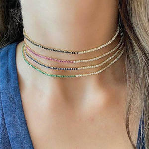 Gargantilla colorida cz, collar llamativo de tenis, 32 + 8cm - Product Image 1