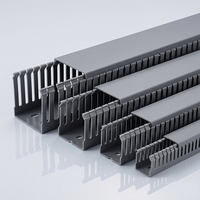 Goulotte de câblage PVC industrielle grise à fentes larges, haute capacité, 40x40mm, pour panneaux de commande électriques, vente en gros usine