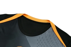 Heren Zomer Sneldrogend Ademend Voetbaltraining 2-delige set Zwart Oranje Geometrische print Polyester/Nylon Voetbalshirt + Shorts - Product Image 5