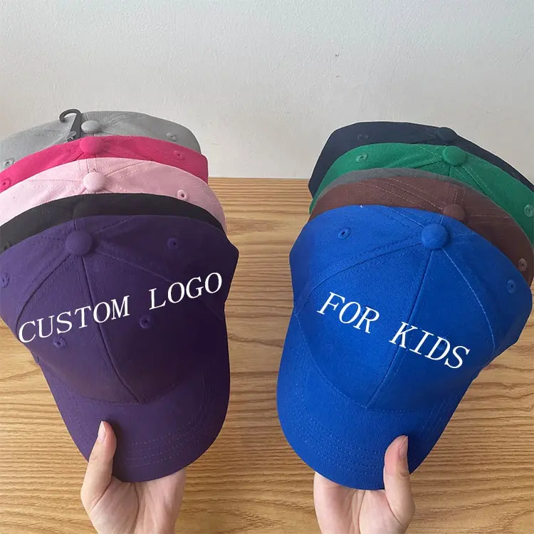 15 couleurs réglables 6 panneaux structurés casquette de baseball vierge Logo personnalisé enfants enfants chapeaux et casquettes