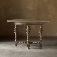 Table à manger ronde Paloma, table en bois massif de noyer de luxe pour appartement, villa, hôtel, restaurant, vente en gros sur mesure