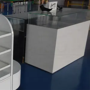 Modern Shop Counter Design MDF and Glass Display Showcase phone accessories display stand wooden mobile phone display cabinet