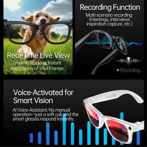 Gafas Inteligentes <span class=keywords><strong>con</strong></span> IA y Cámara W610, Micrófono, Video, Bluetooth, Traducción por IA, Grabación, Memoria de 4 GB, Gafas de Video Resistentes al Agua para Hombre - Product Image 3