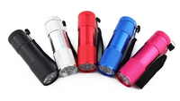 Usine En Gros 3A Batterie 395nm 9 LED UV Mini Lampe De Poche En Alliage D'aluminium UV Torche Lumière