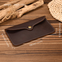 Dompet Panjang Pria Tas Amplop Kulit Kuda Gila Antik Tas Ponsel Dompet Sederhana Ritsleting Kulit Asli Model Ultra-tipis