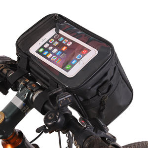 Bolsa negra para manillar de bicicleta con diseño impermeable y bolsillo para teléfono para almacenamiento de equipo de ciclismo y transporte al hombro - Product Image 5