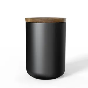 DHPO批发茶糖咖啡豆容器黑色陶瓷咖啡罐密闭厨房食品储存