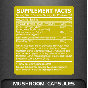 High Quality Mushroom Capsules With Boosts Energy Vitality Supports Wellness Assistance Dietary <b>Supplement</b> Stress Relisf Pills - Product Image 2