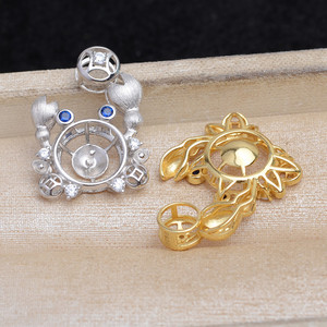 Pendentif crabe argenté 925, accessoire DIY pour bijoux en perles, plaqué or JG5900, base de crabe, finitions de bijoux - Product Image 5