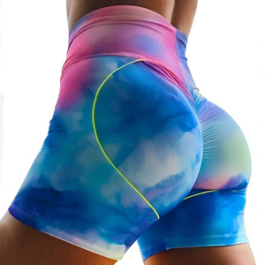 Shorts Deportivos para Mujer al por Mayor, con Estampado Tie-Dye, Efecto Scrunch, Elásticos, de Secado Rápido, para <span class=keywords><strong>Gimnasio</strong></span>, Fitness, Running, Yoga - Product Image 4