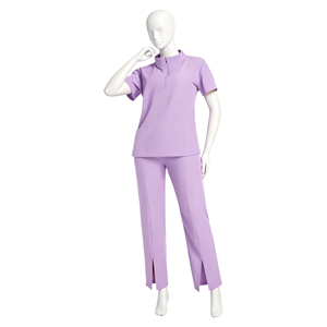 Conjunto de dos piezas con cuello en V para mujer, uniforme de trabajo informal y transpirable para salón de belleza, peluquería canina, hospital, enfermera - Product Image 3