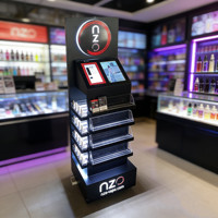 Présentoir LED personnalisé en acrylique et métal pour magasin de cigarettes et articles de fumée, avec poussoir